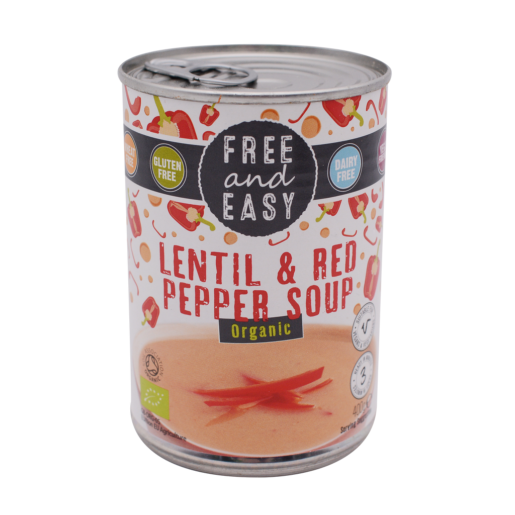 Free and Easy Organic Lentil & Red Pepper Soup 400g - Longdan Online Supermarket